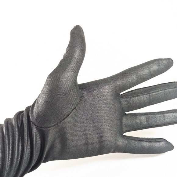 Vintage "NYLONS BY AUSTIN" Canadian black fabric opera gloves size 7.5 - Picture 10 of 11